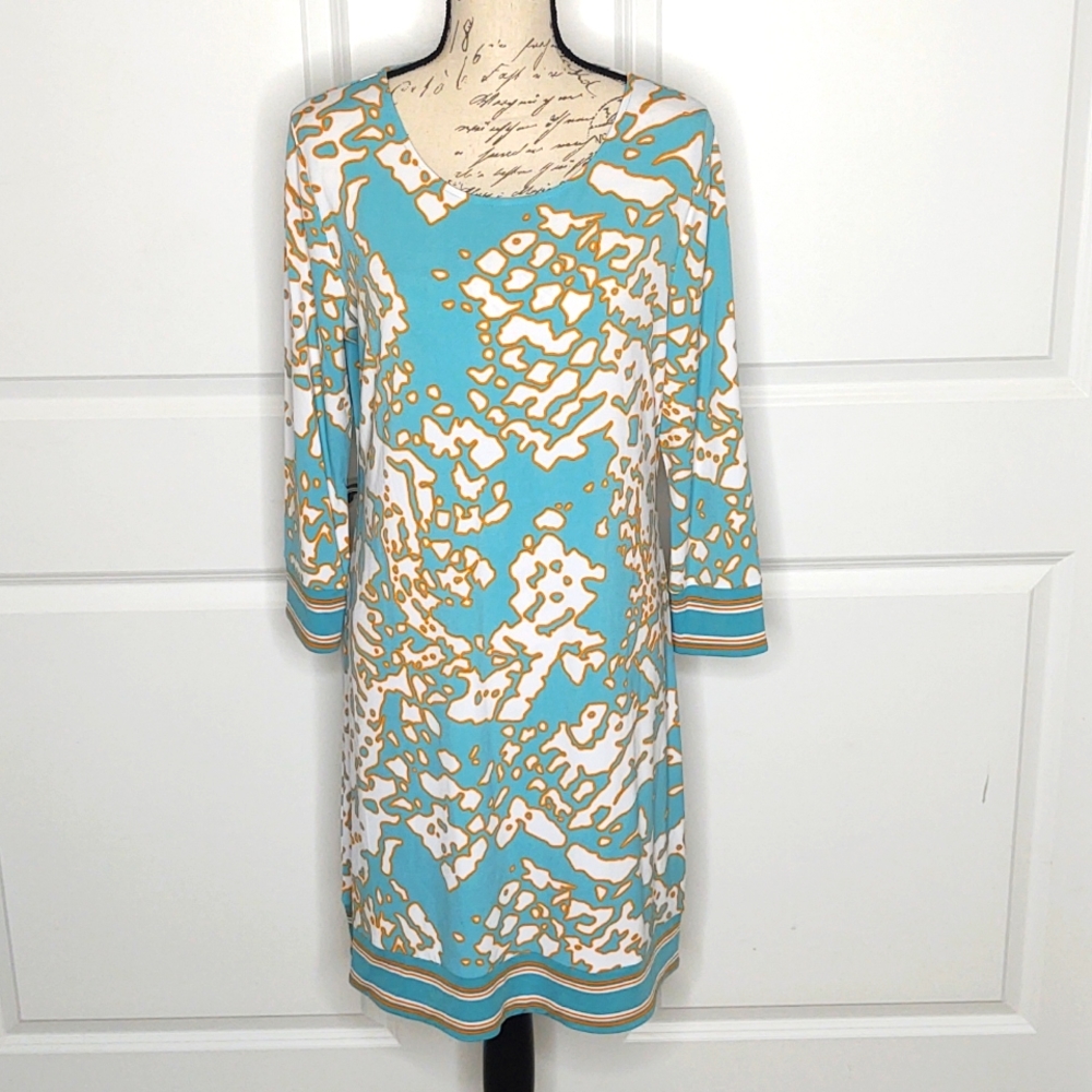 MICHAEL🌊Michael Kors Aegean Aqua Sheath Dress, size Large, 🆕